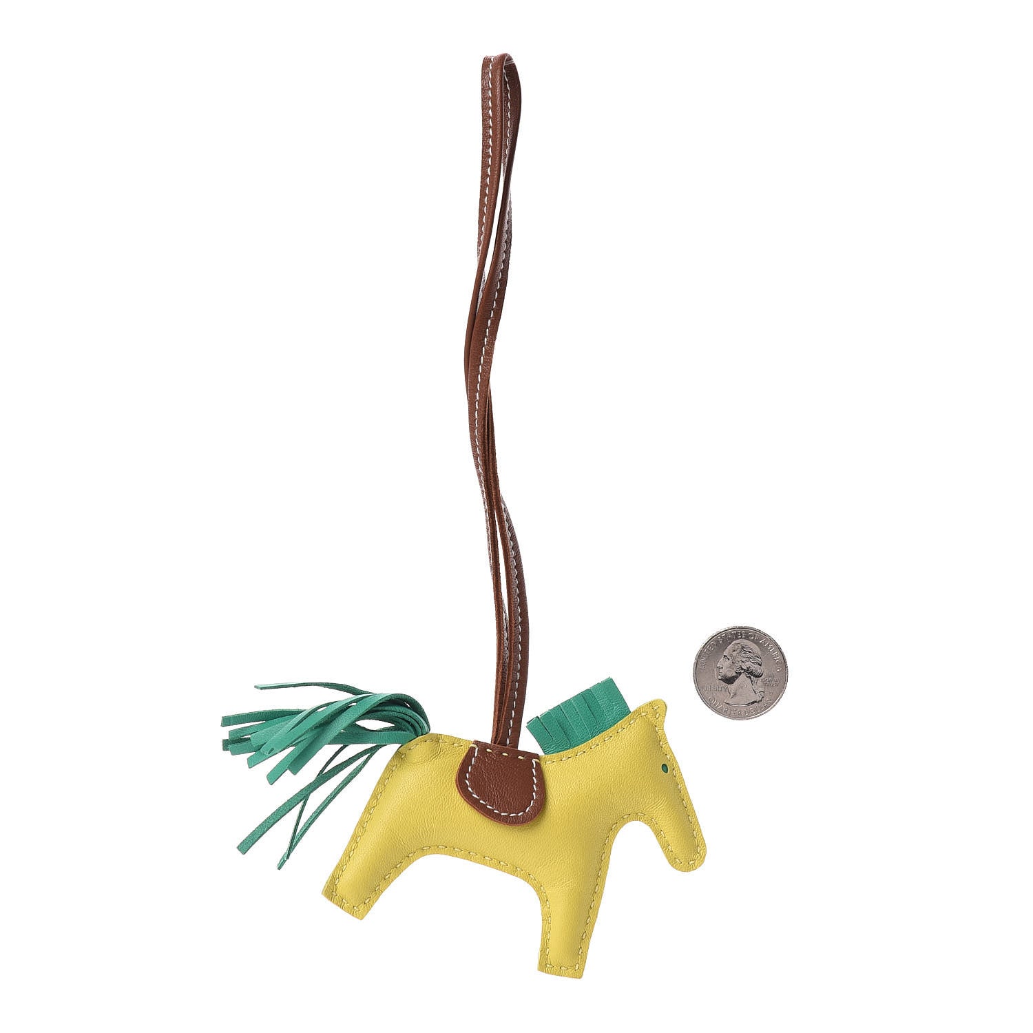 Hermes Milo Lambskin Grigri Rodeo Horse Bag Charm PM Lime Menthe Fauve 2 of 4