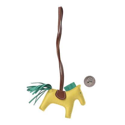 Hermes Milo Lambskin Grigri Rodeo Horse Bag Charm PM Lime Menthe Fauve 2 of 4