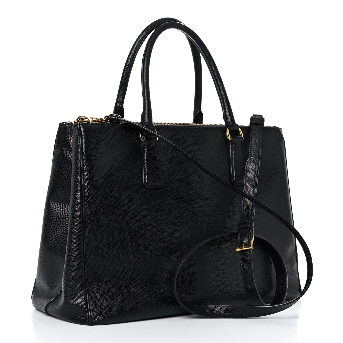 Saffiano Large Galleria Double Zip Tote Black
