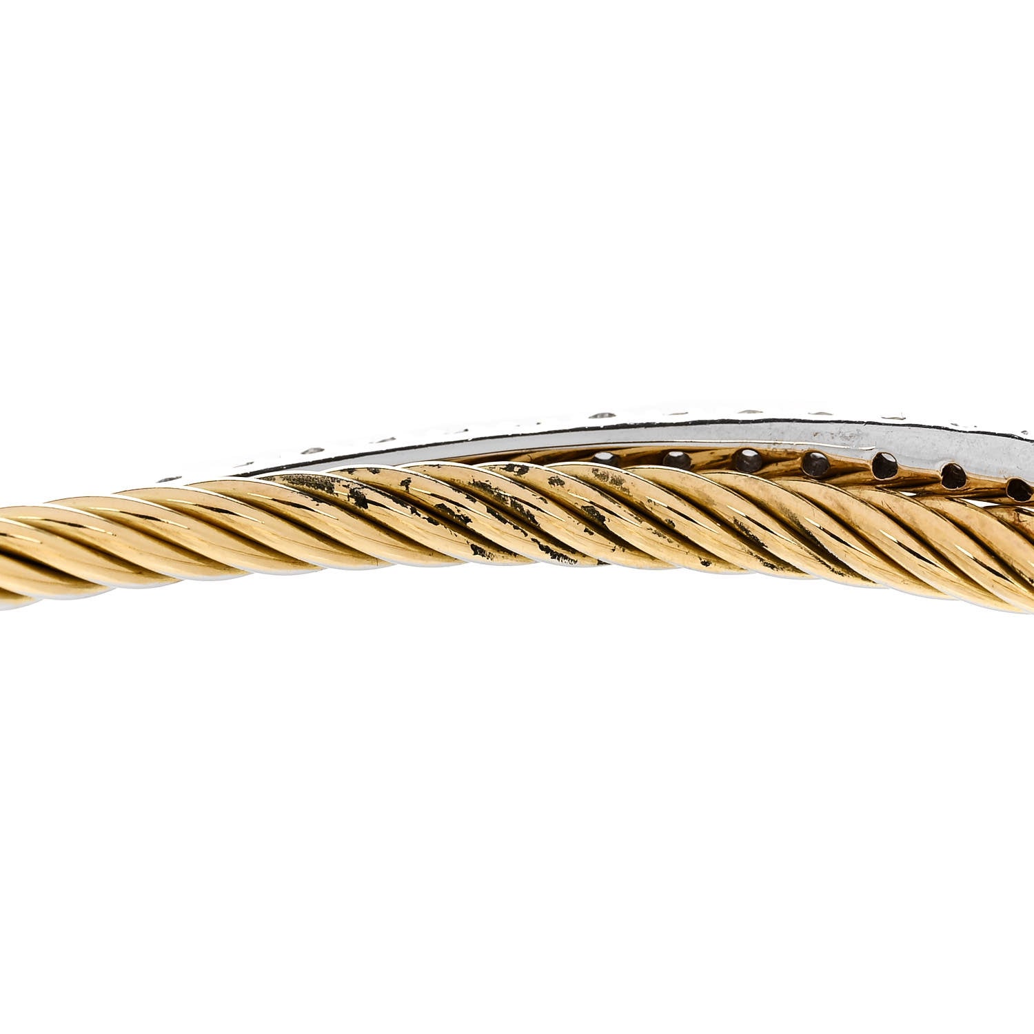 David Yurman 18K White Yellow Gold Diamond Crossover Bracelet 3 of 4