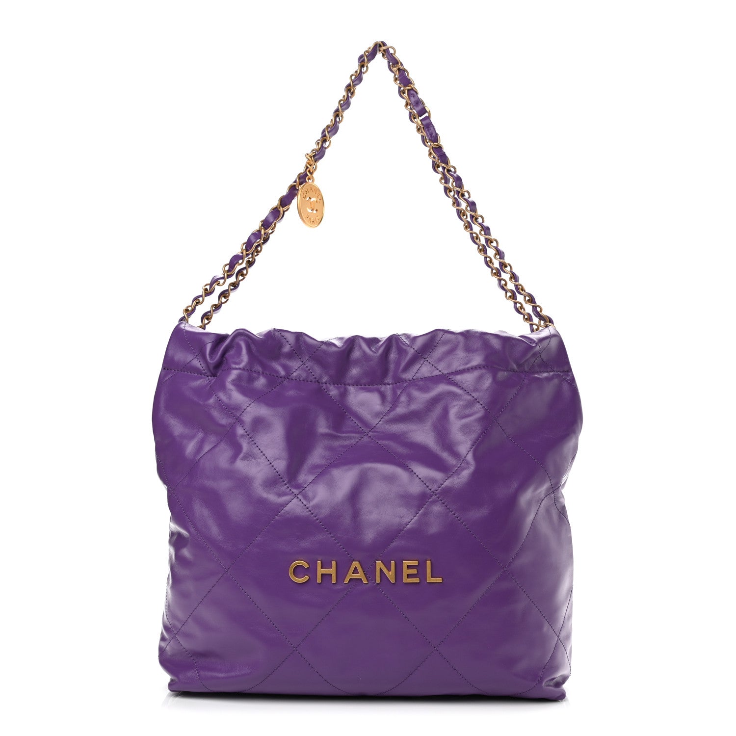 Chanel Shiny Calfskin Quilted Small Chanel 22 Purple 2 of 11