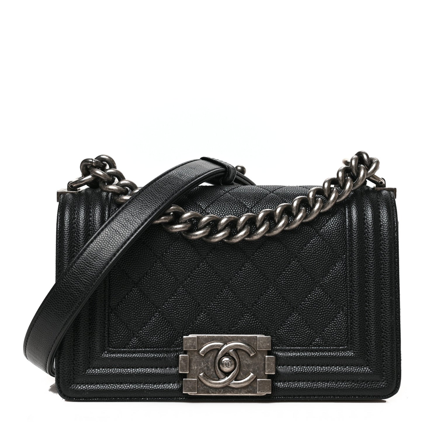 Caviar Quilted Small Boy Flap Black