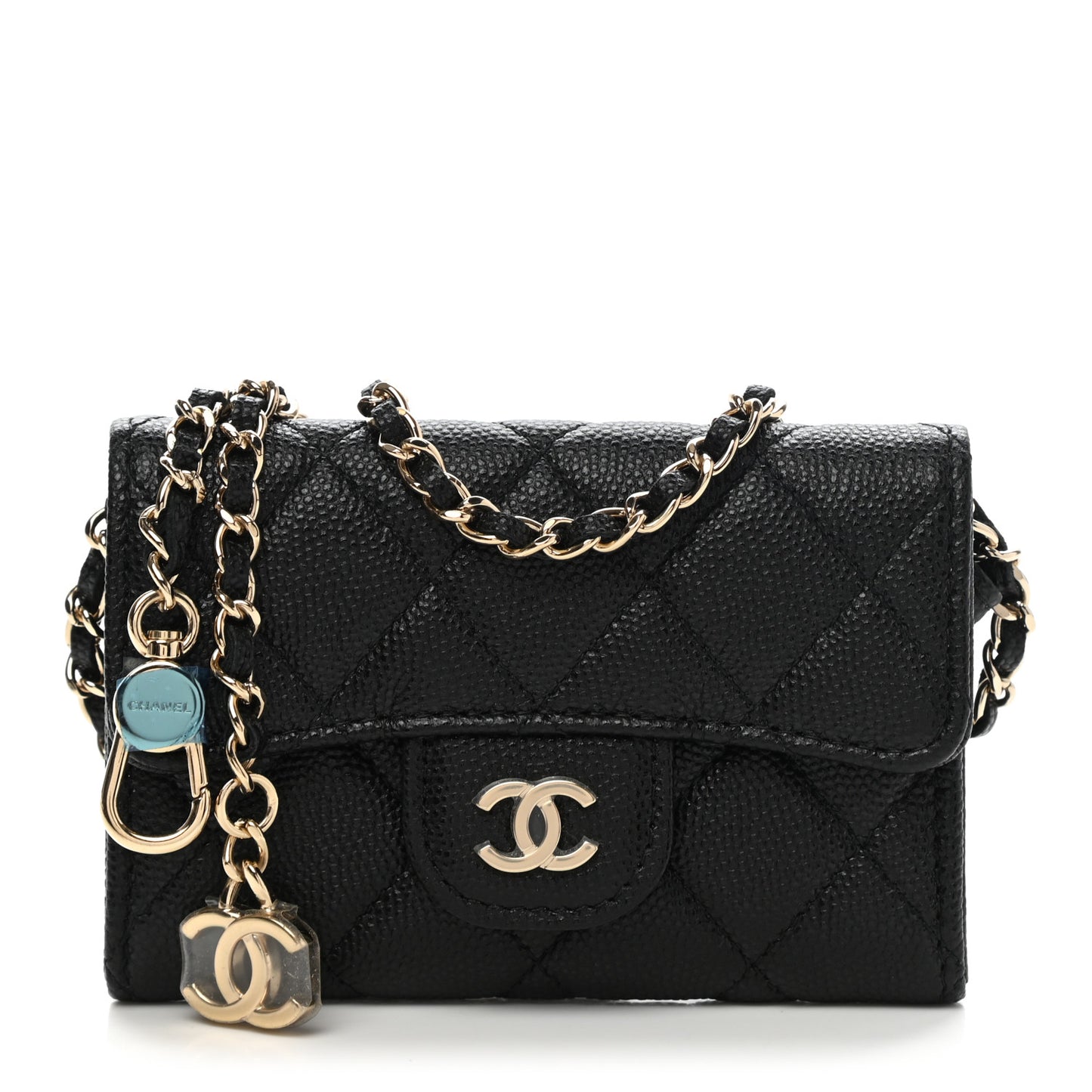 Caviar Quilted Flap Classic Belt Bag Black
