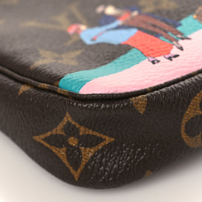 Louis Vuitton Monogram 2016 Christmas Animation Mini Pochette Accessories Rose Ballerine 7 of 8
