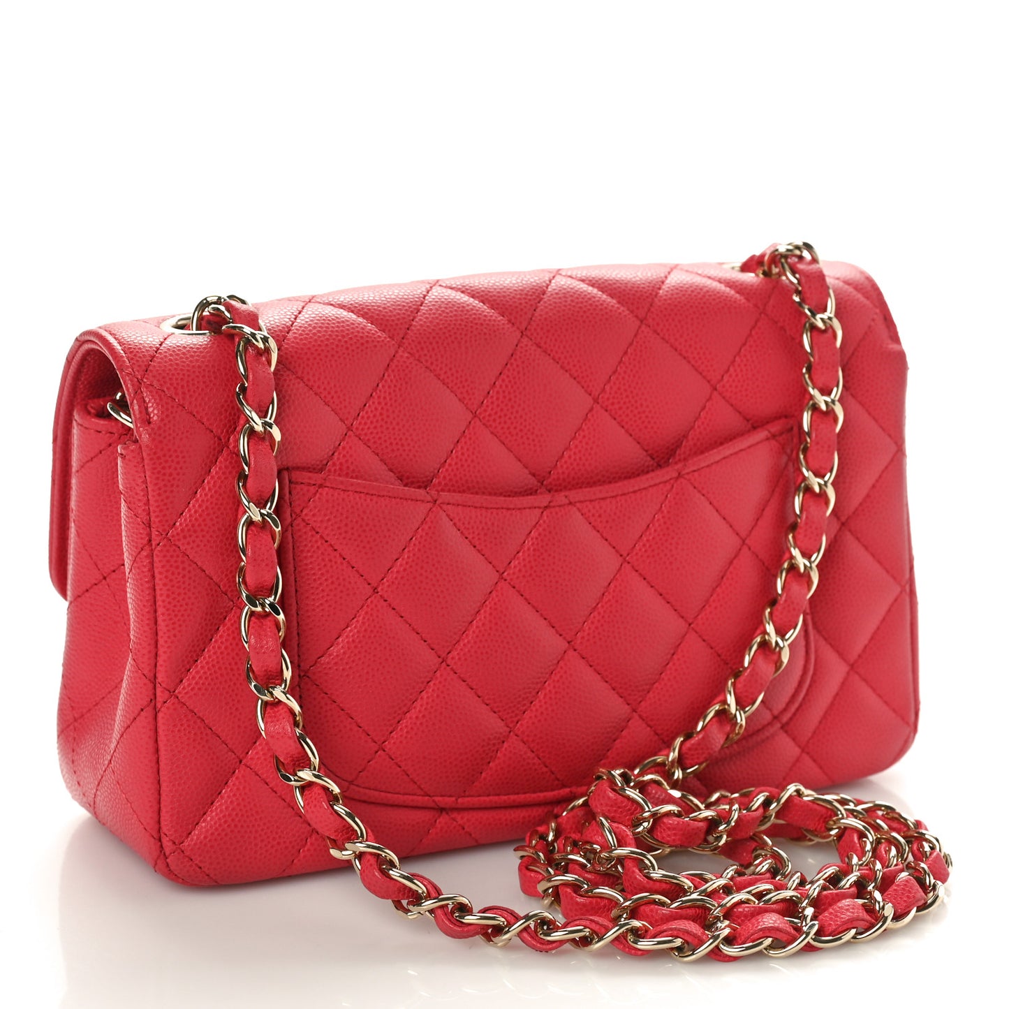 Caviar Quilted Mini Rectangular Flap Dark Pink