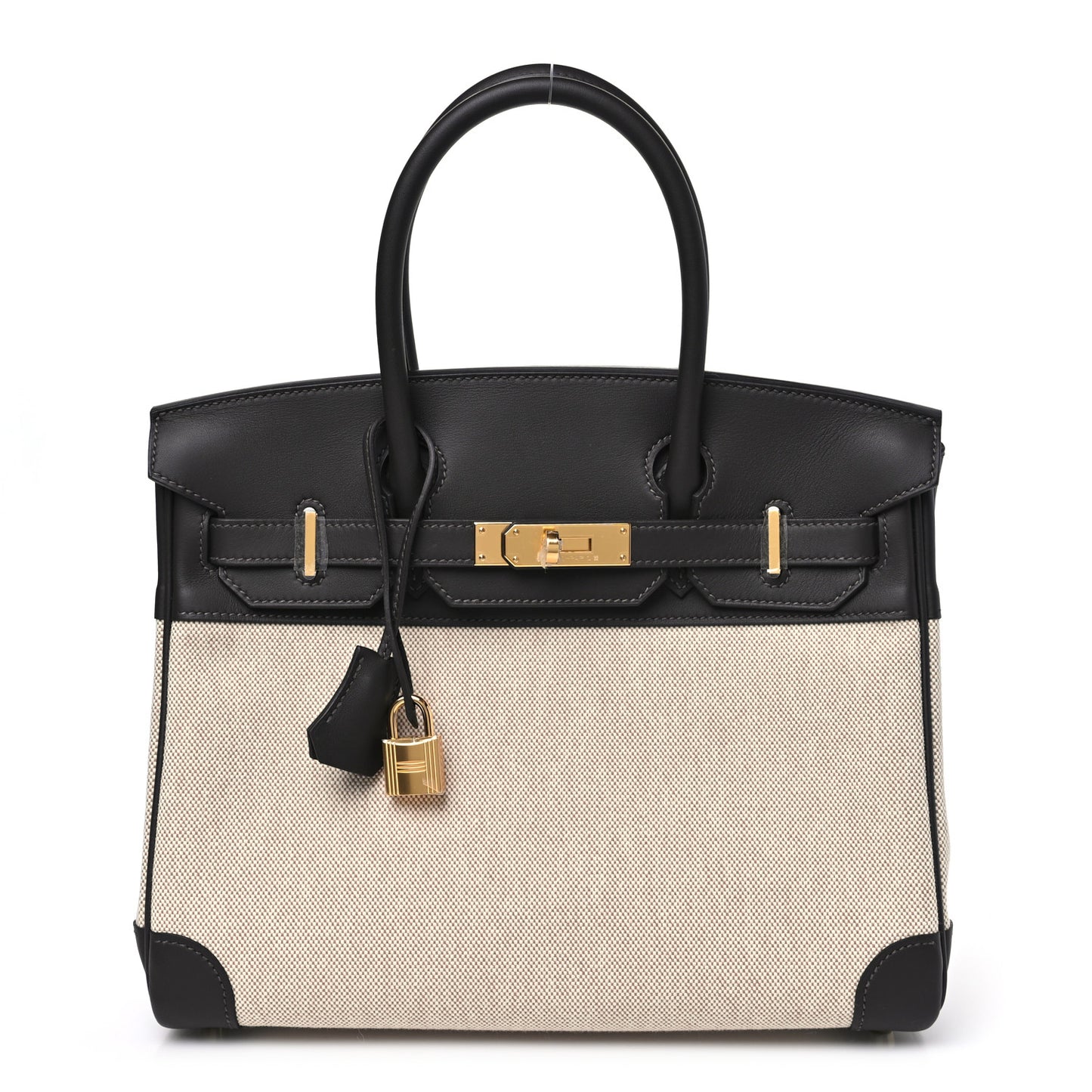 Toile H Swift Birkin 30  Ecru Bai Brun