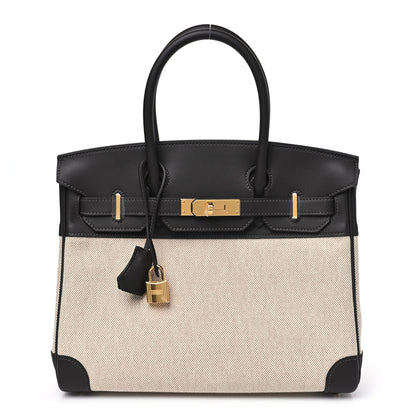 Hermes Toile H Swift Birkin 30  Ecru Bai Brun 1 of 9