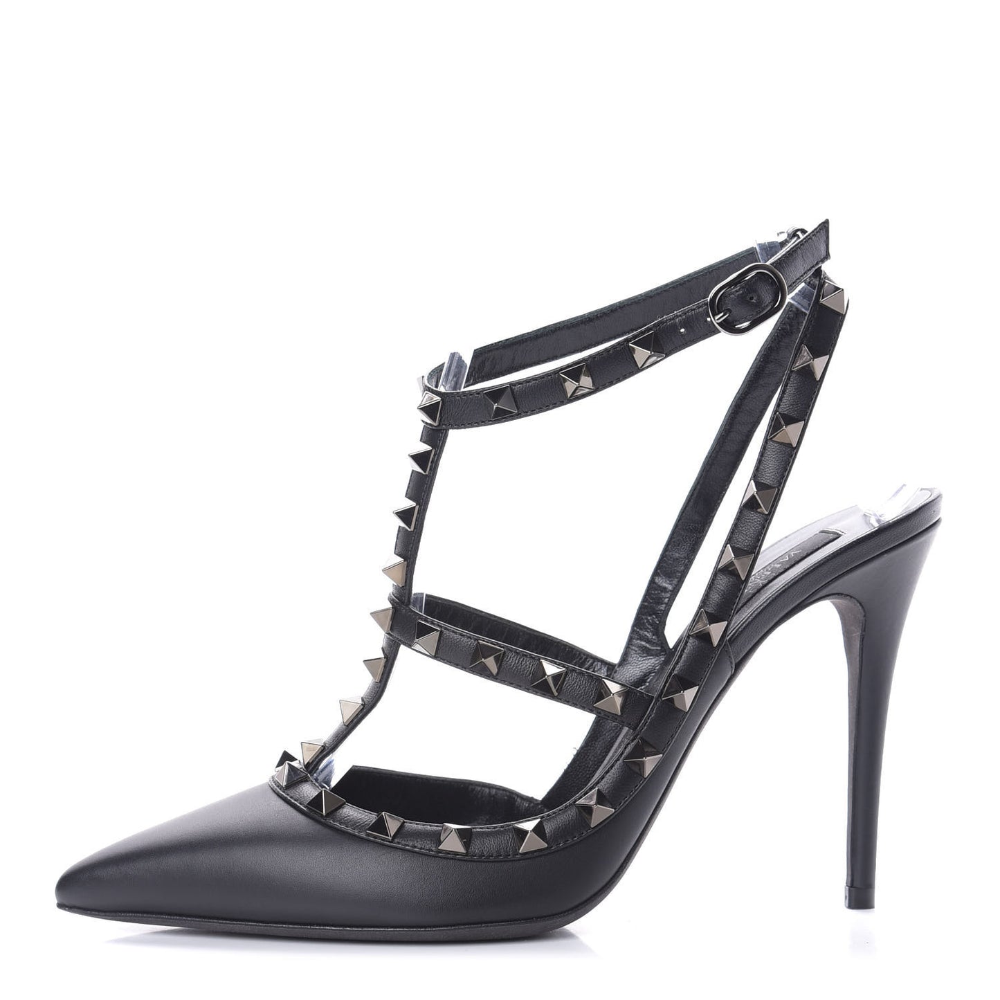 Nappa Rockstud Ankle Strap Pumps 40 Black