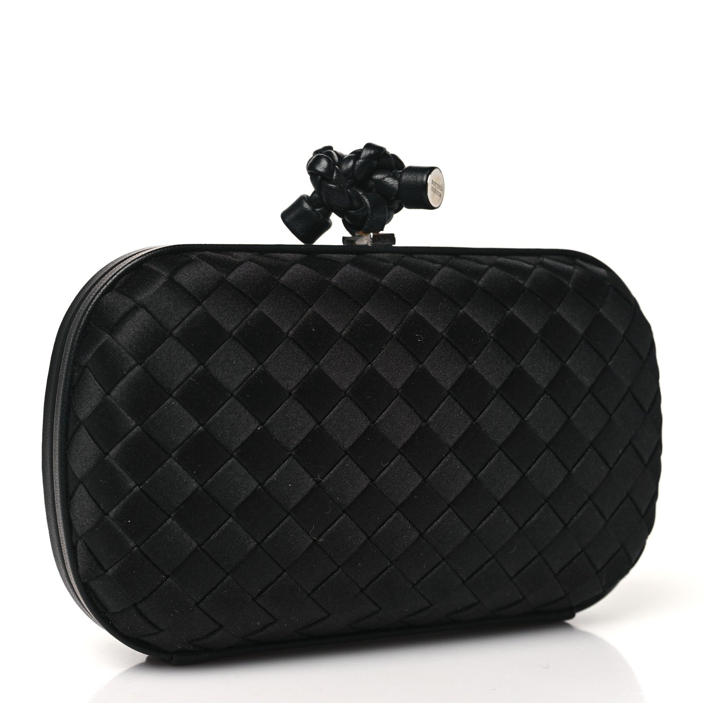 Satin Intreccio Impero Knot Clutch Black