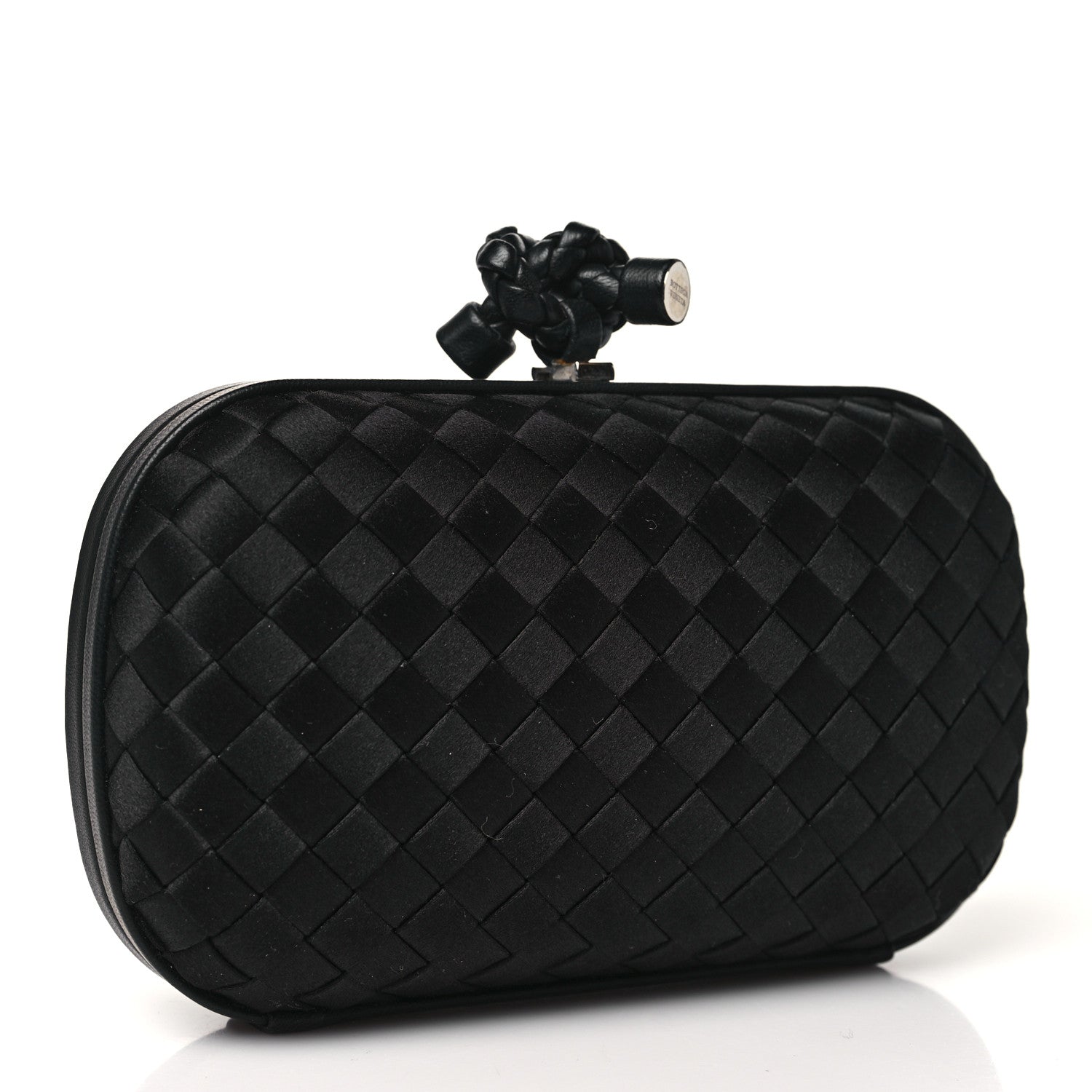 Bottega Veneta Satin Intreccio Impero Knot Clutch Black 3 of 9