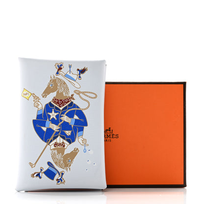 Hermes Swift Printed Cowboy Calvi Card Case Bleu Brume 8 of 8