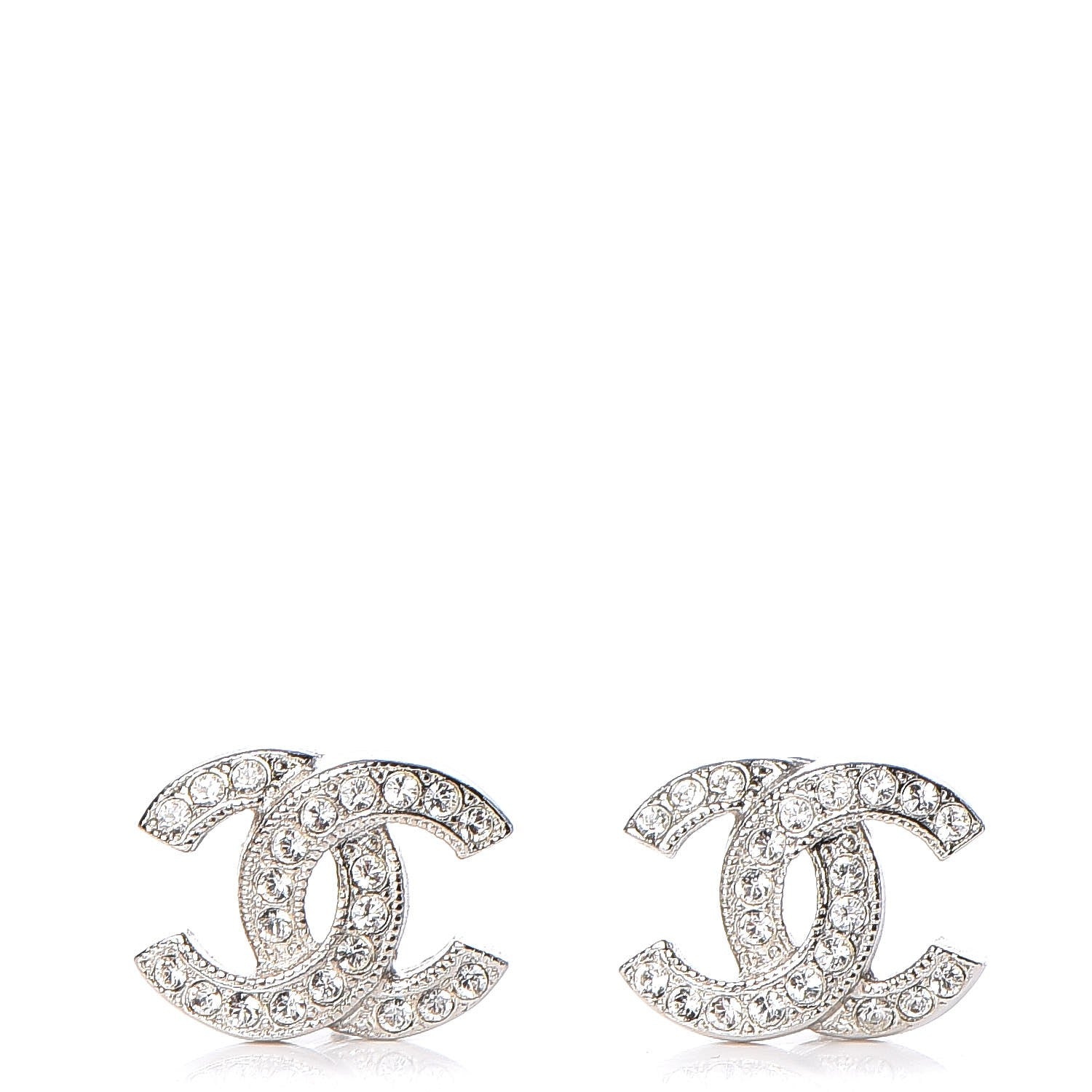 Chanel Crystal Mini CC Earrings Silver 1 of 5