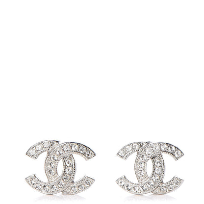 Chanel Crystal Mini CC Earrings Silver 1 of 5