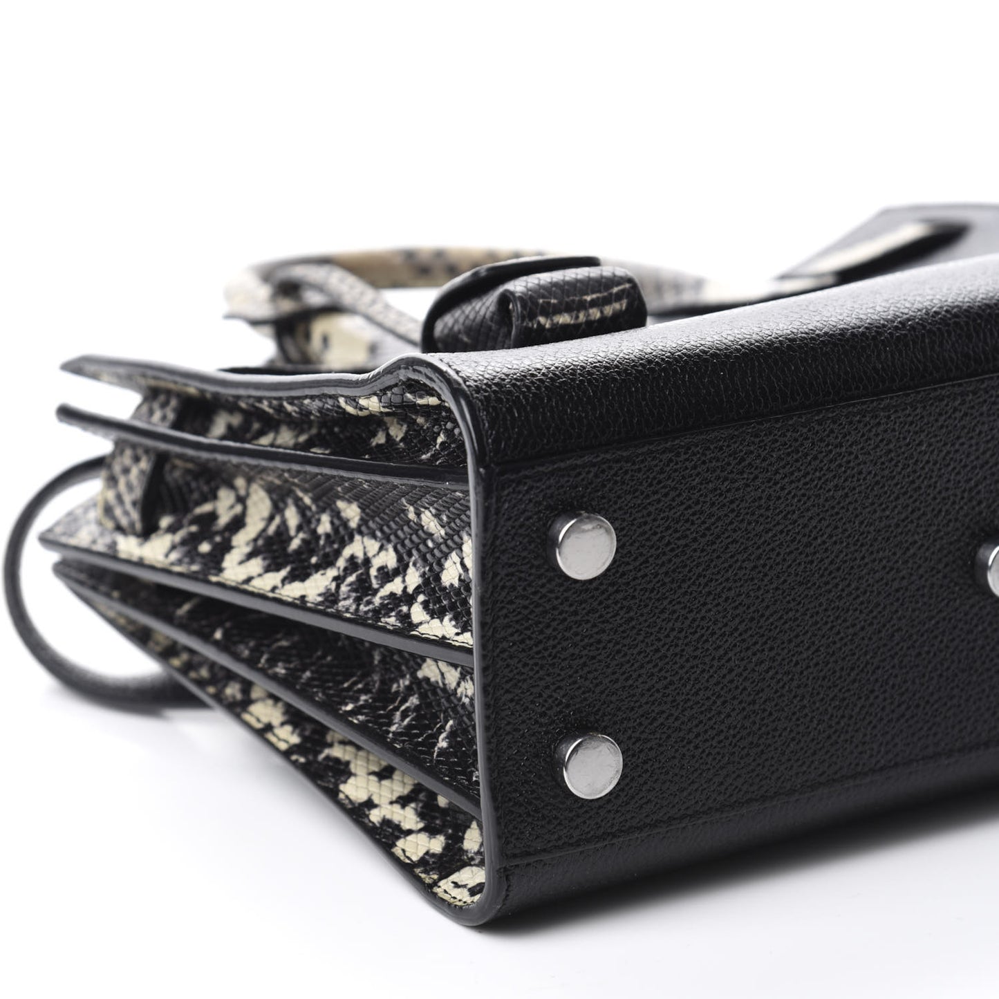 Grained Calfskin Python Embossed Nano Sac De Jour Black