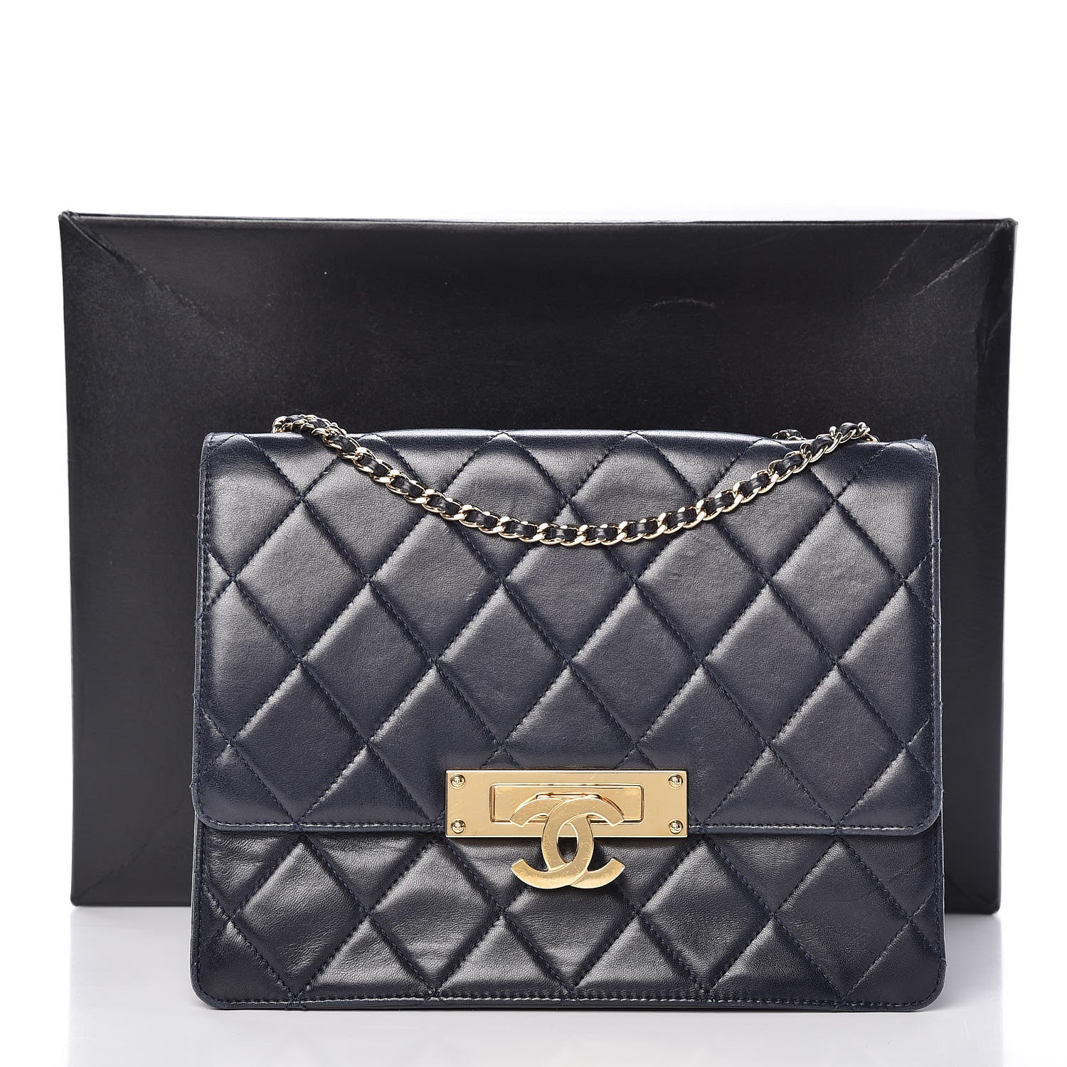Chanel Lambskin Quilted Medium Golden Class Flap Marine 16 of 16