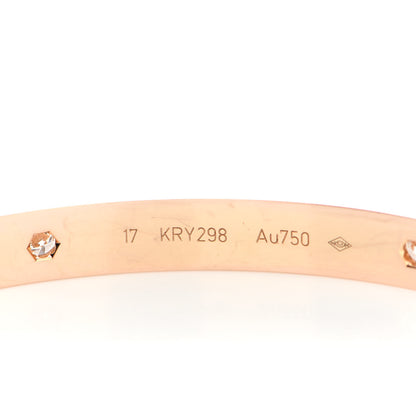 Cartier 18K Pink Gold 4 Diamond LOVE Bracelet 17 4 of 7
