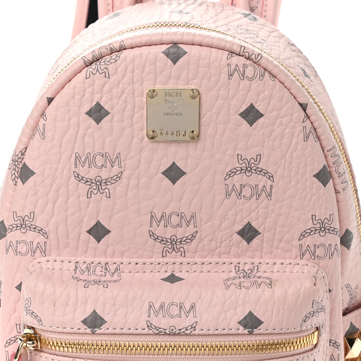 MCM Visetos Side Stud Mini Stark Backpack Pink 8 of 10