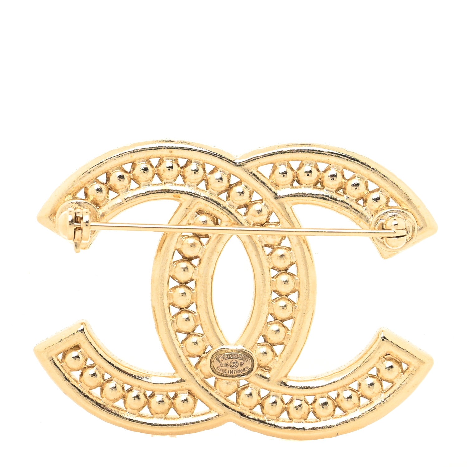 Chanel Pearl Crystal Baguette CC Brooch Gold 2 of 3