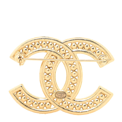 Chanel Pearl Crystal Baguette CC Brooch Gold 2 of 3