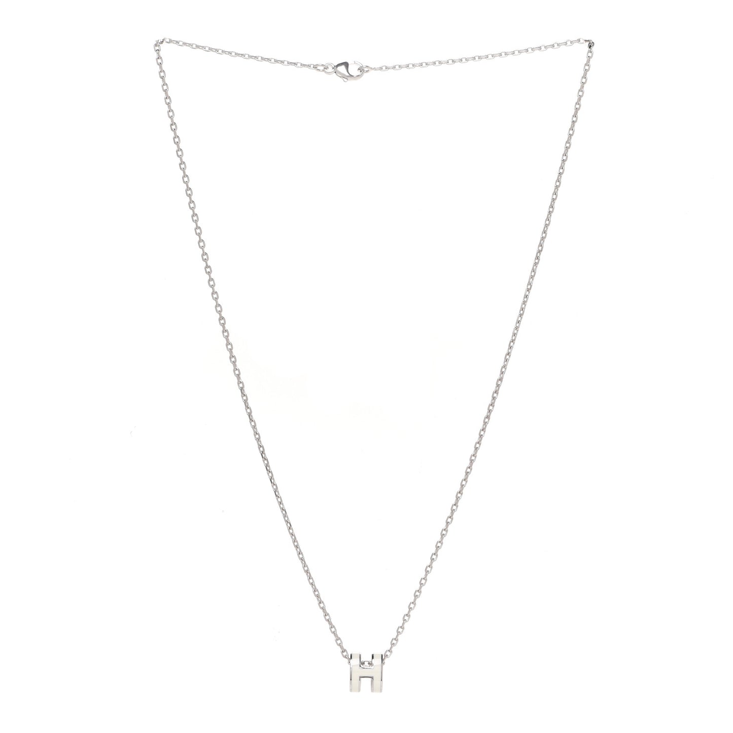 Lacquered Palladium Mini Pop H Pendant Necklace White