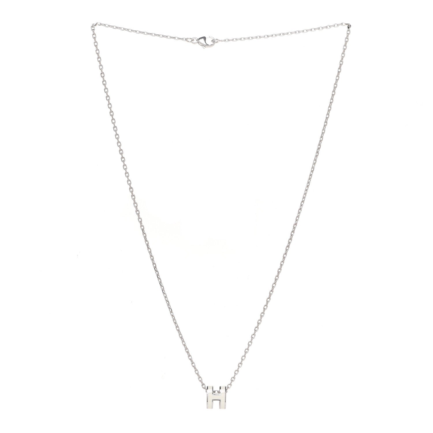 Hermes Lacquered Palladium Mini Pop H Pendant Necklace White 3 of 7