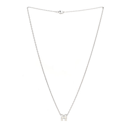Hermes Lacquered Palladium Mini Pop H Pendant Necklace White 3 of 7