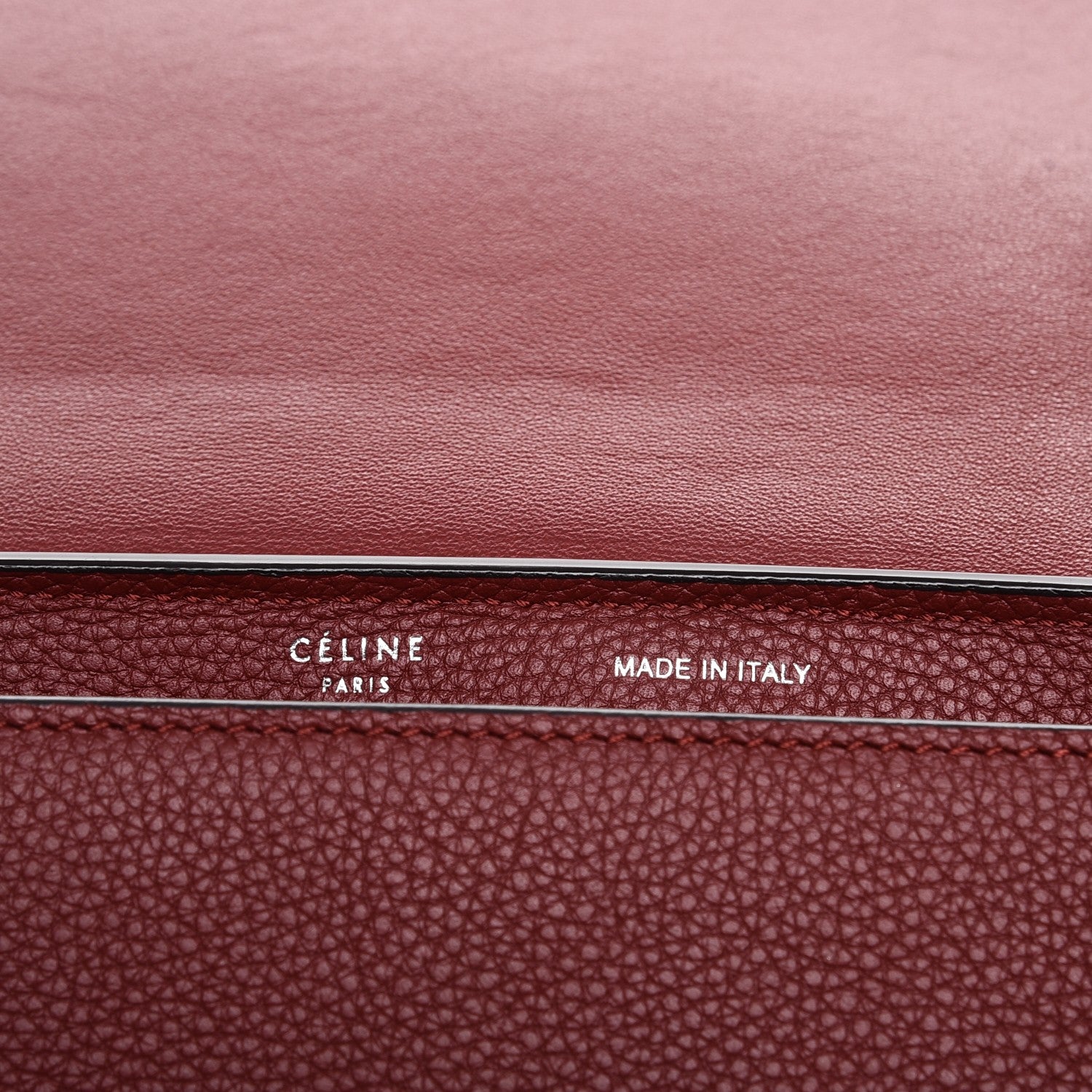 Celine Drummed Calfskin Suede Small Trapeze Merlot 7 of 10