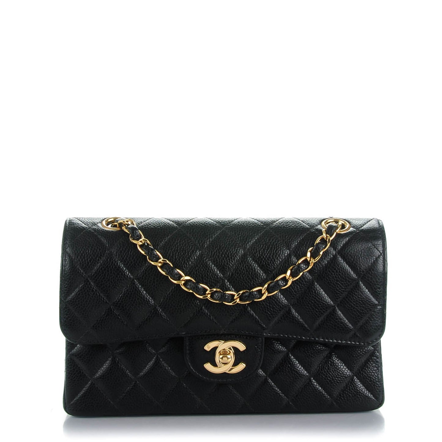 Caviar Quilted Small Double Flap Black