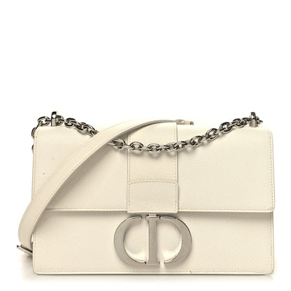 Christian Dior Grained Calfskin 30 Montaigne Chain Flap Bag White 1 of 13