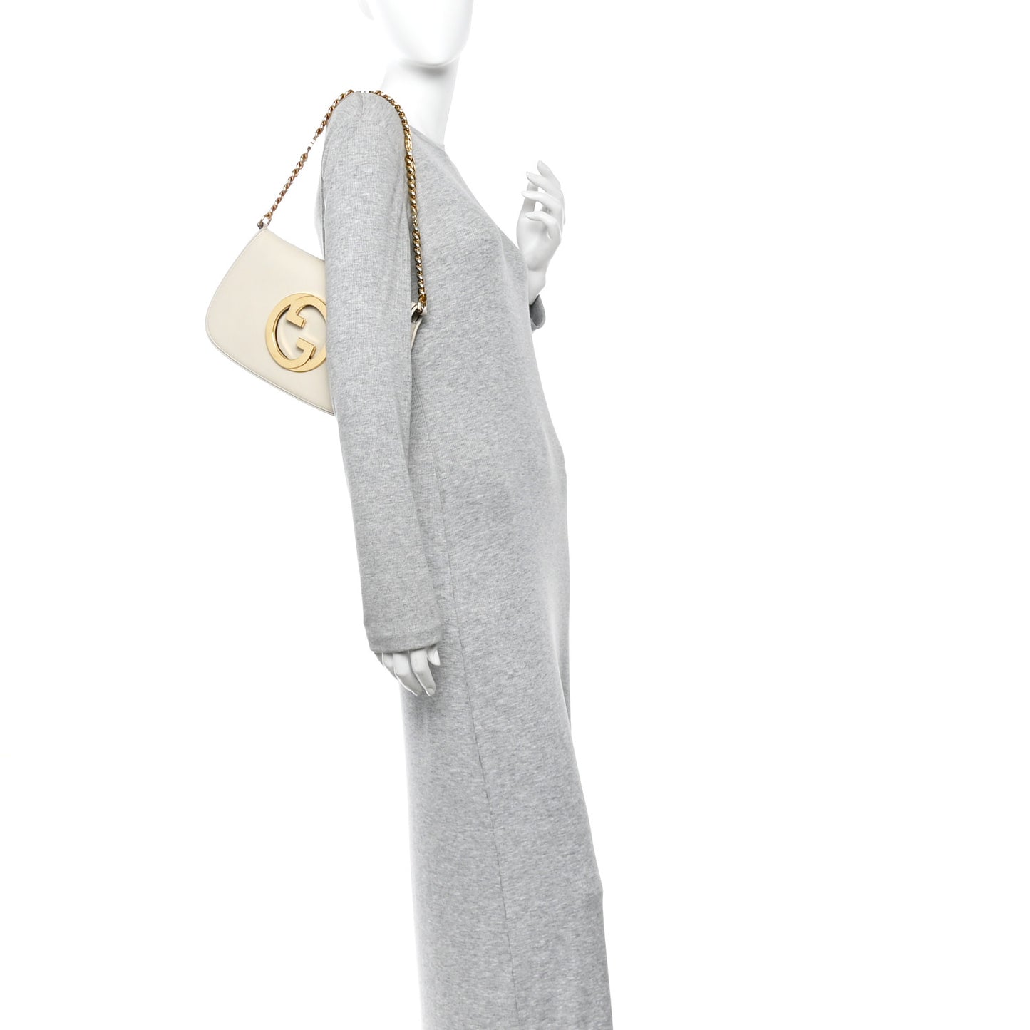 Roxy Calfskin Blondie Chain Shoulder Flap Bag Mystic White