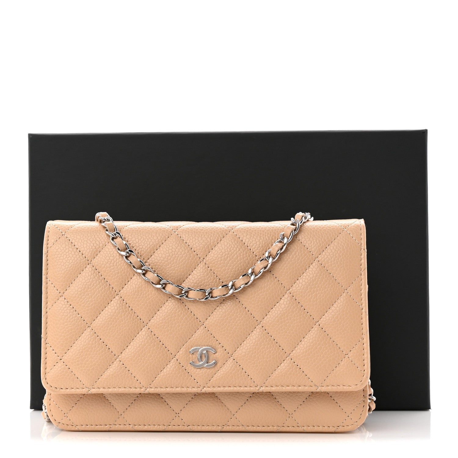 Chanel Caviar Quilted Wallet on Chain WOC Beige 12 of 12