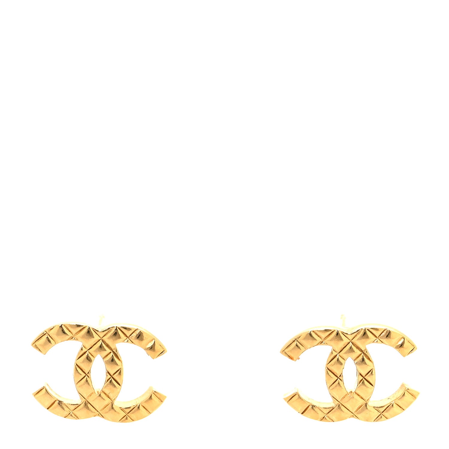 Chanel Metal Textured CC Earrings Gold 1 of 4