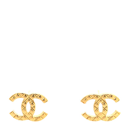 Chanel Metal Textured CC Earrings Gold 1 of 4
