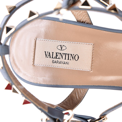 Valentino Garavani Pebbled Calfskin Rockstud Ankle Strap 65mm Pumps 38 Niagara 6 of 9