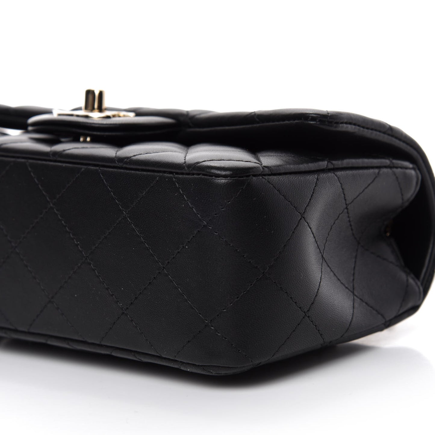 Lambskin Quilted Mini Rectangular Flap Black