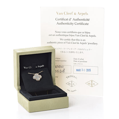Van Cleef & Arpels 18K Yellow Gold Mother of Pearl Vintage Alhambra Pendant Necklace 6 of 6