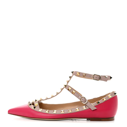 Valentino Garavani Calfskin Nappa Rockstud Cage Ballerina Flats 40 Cyclamin Poudre 1 of 14
