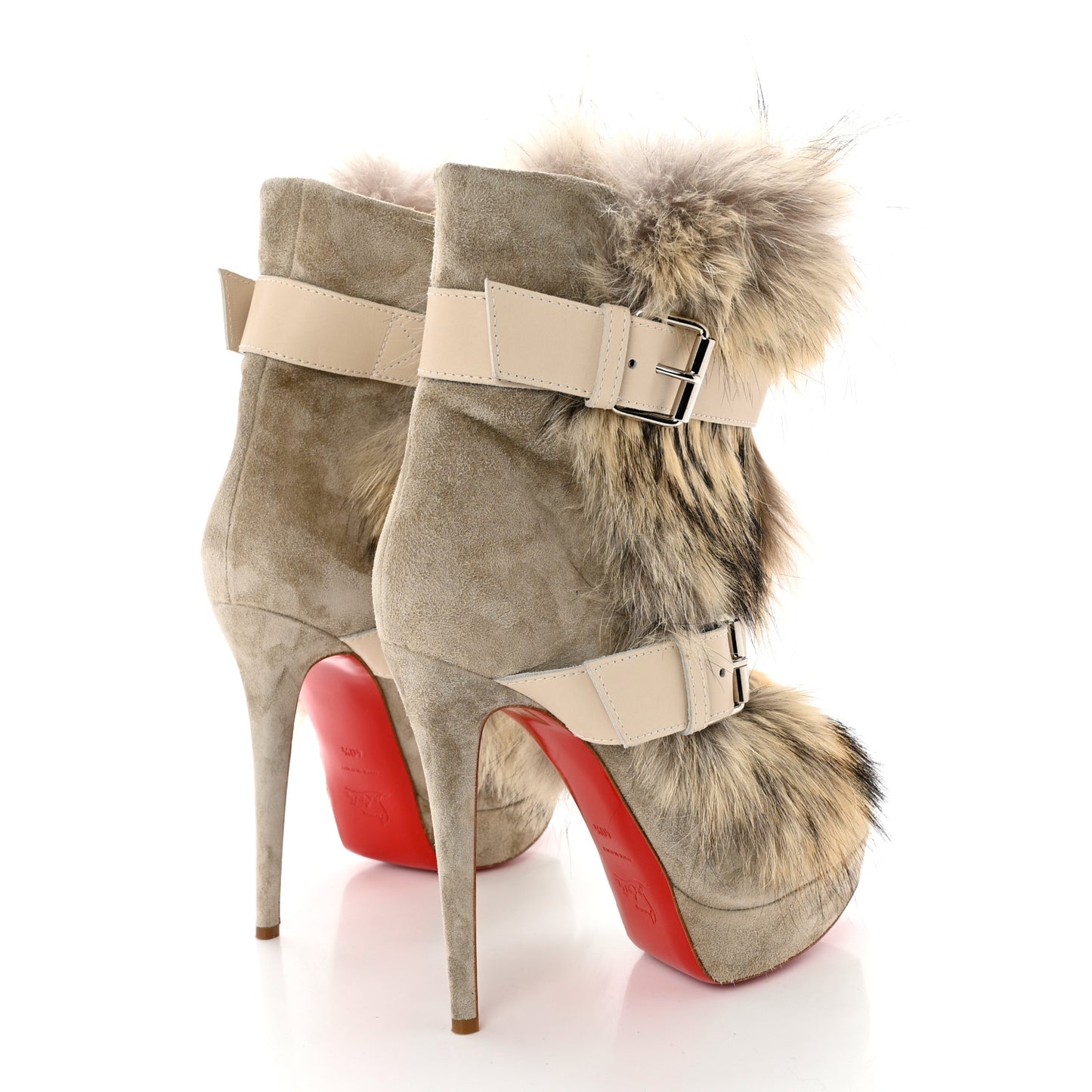Suede Coyote Fur Toundra 140 Booties Boots 40.5 Beige