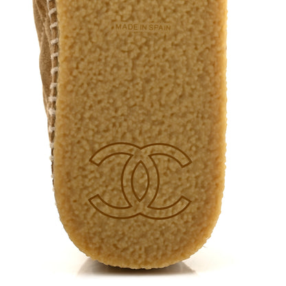 Chanel Suede Quilted CC Espadrilles 37 Beige Black 8 of 9