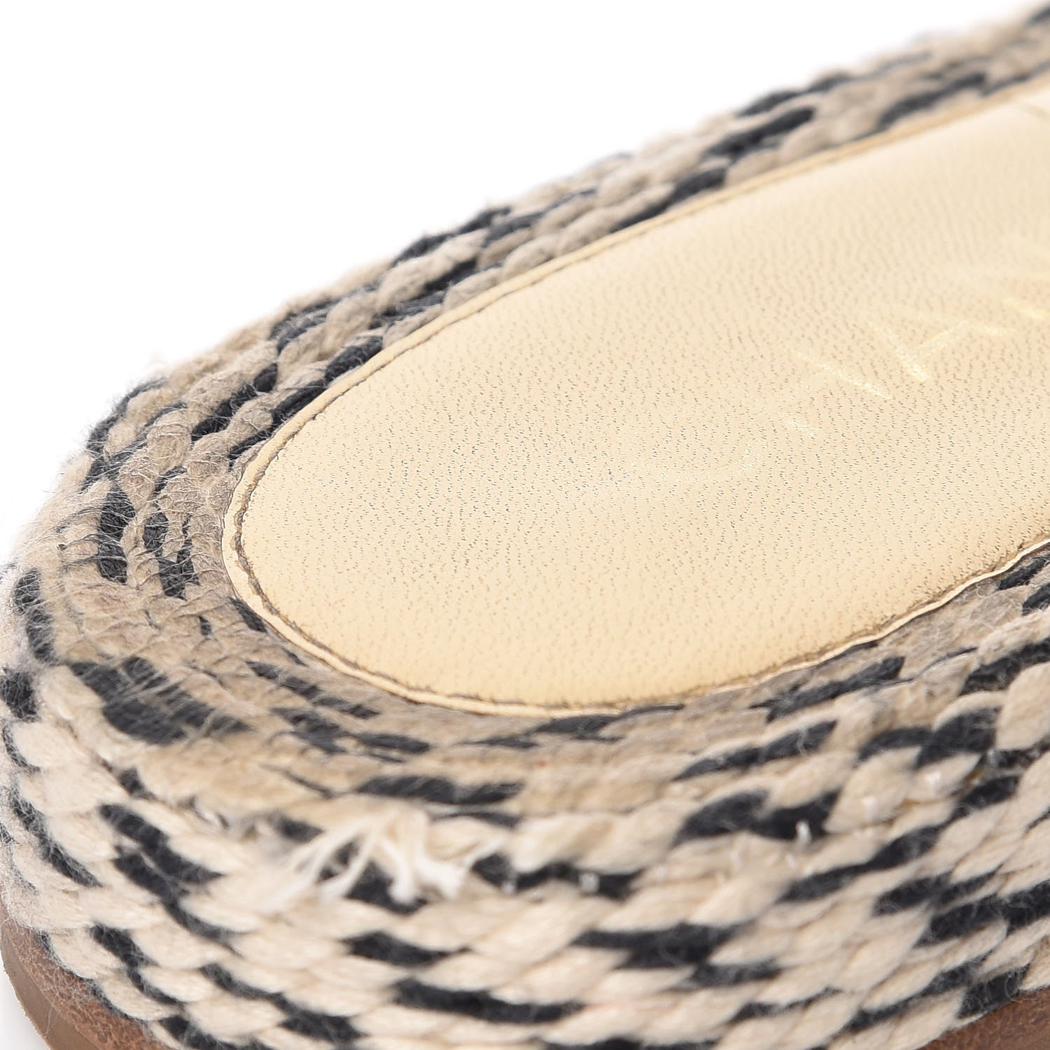 Chanel Cord CC Espadrille Slip On Sandals 38 Beige Black 16 of 18