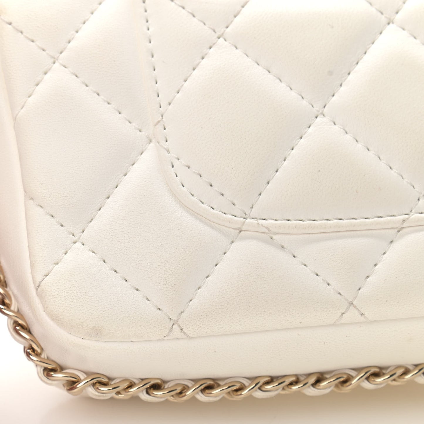 Lambskin Quilted Mini My Precious Flap White