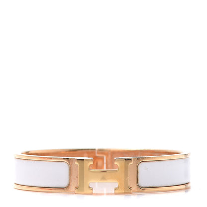 Hermes Enamel Narrow Clic Clac H Bracelet PM White 1 of 5