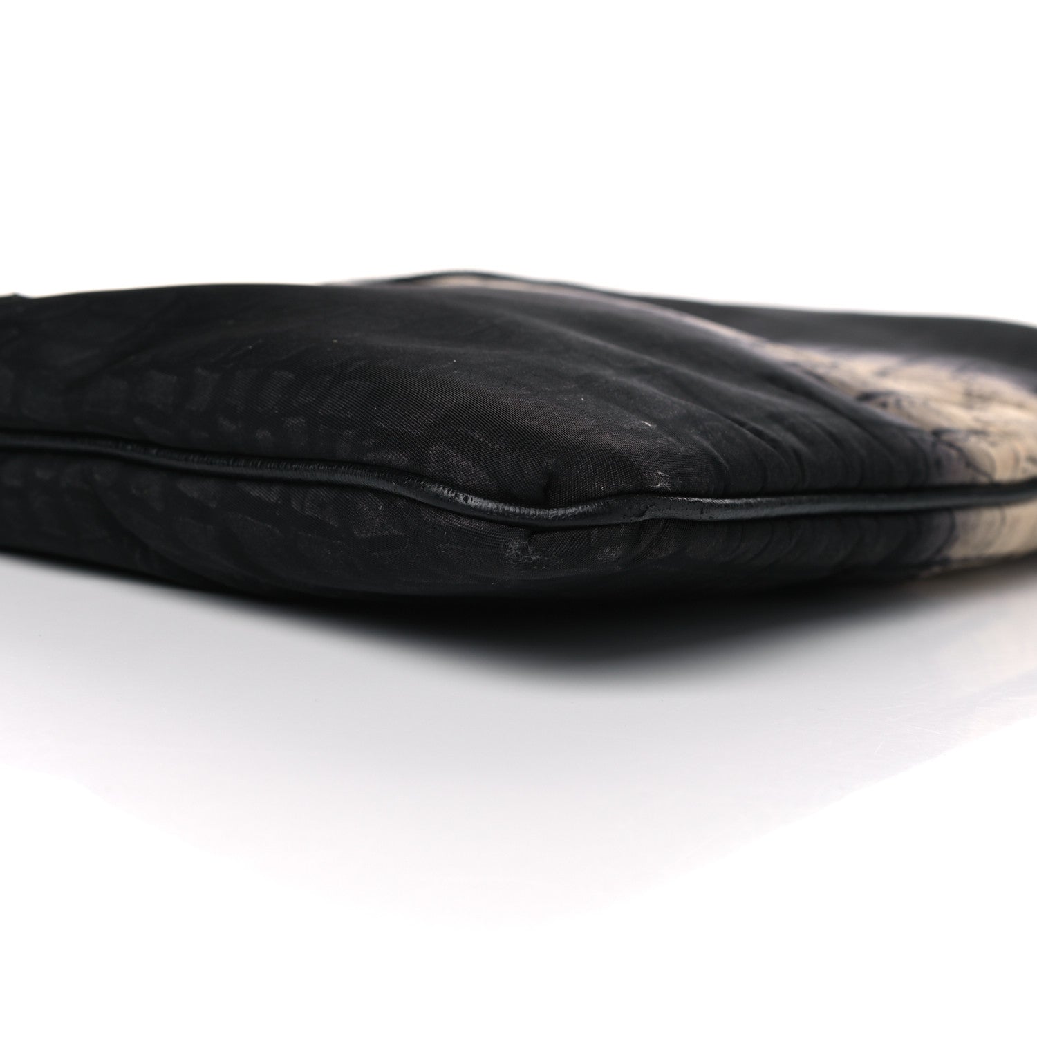 Fendi Canvas Calfskin Crocodile Printed Pouch Clutch Black Multicolor 6 of 12