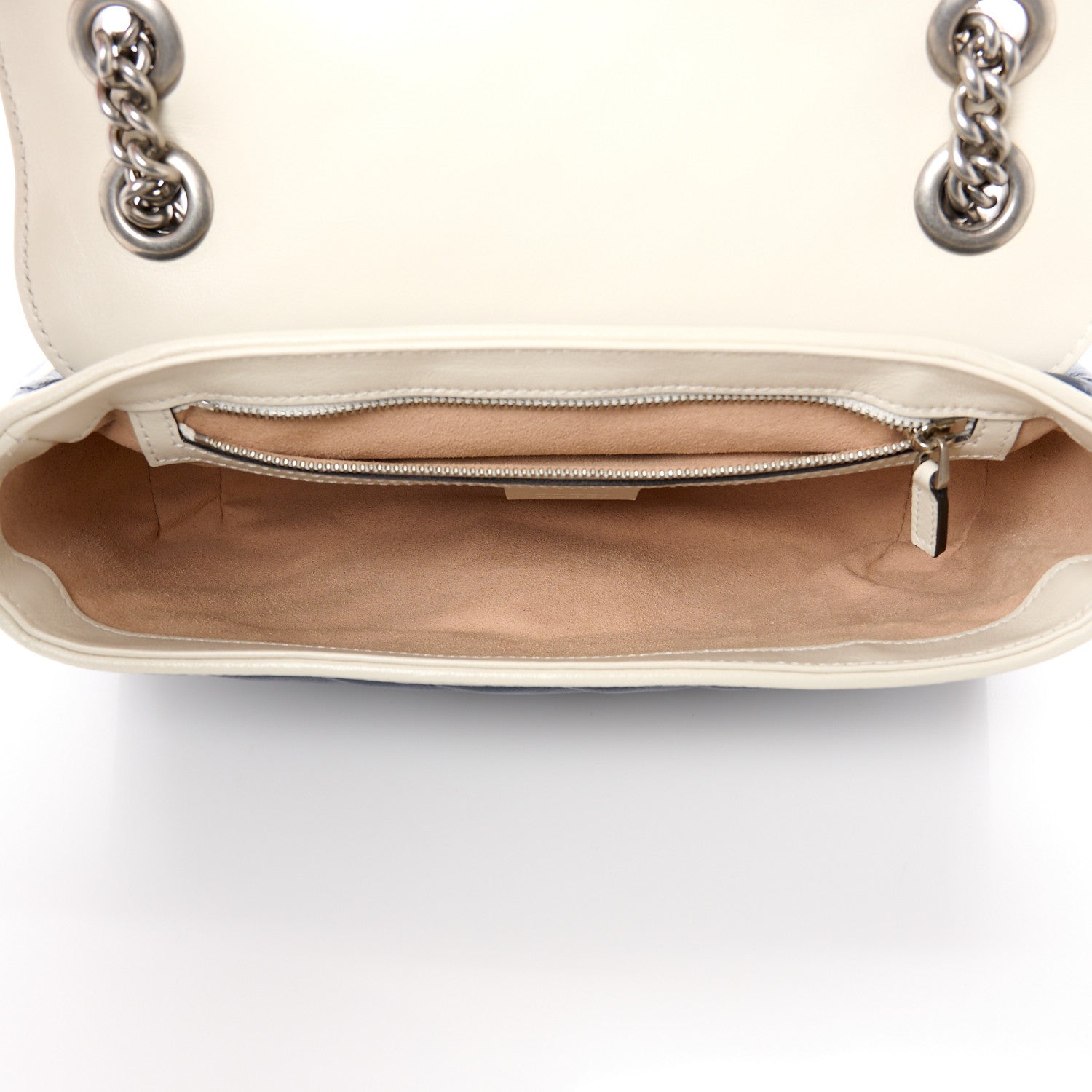 Gucci Vintage Effect Calfskin Matelasse Diagonal Small Torchon GG Marmont Shoulder Bag Blue Agata Mystic White 5 of 11