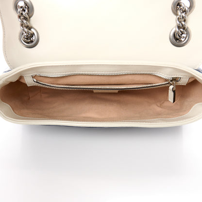 Gucci Vintage Effect Calfskin Matelasse Diagonal Small Torchon GG Marmont Shoulder Bag Blue Agata Mystic White 5 of 11