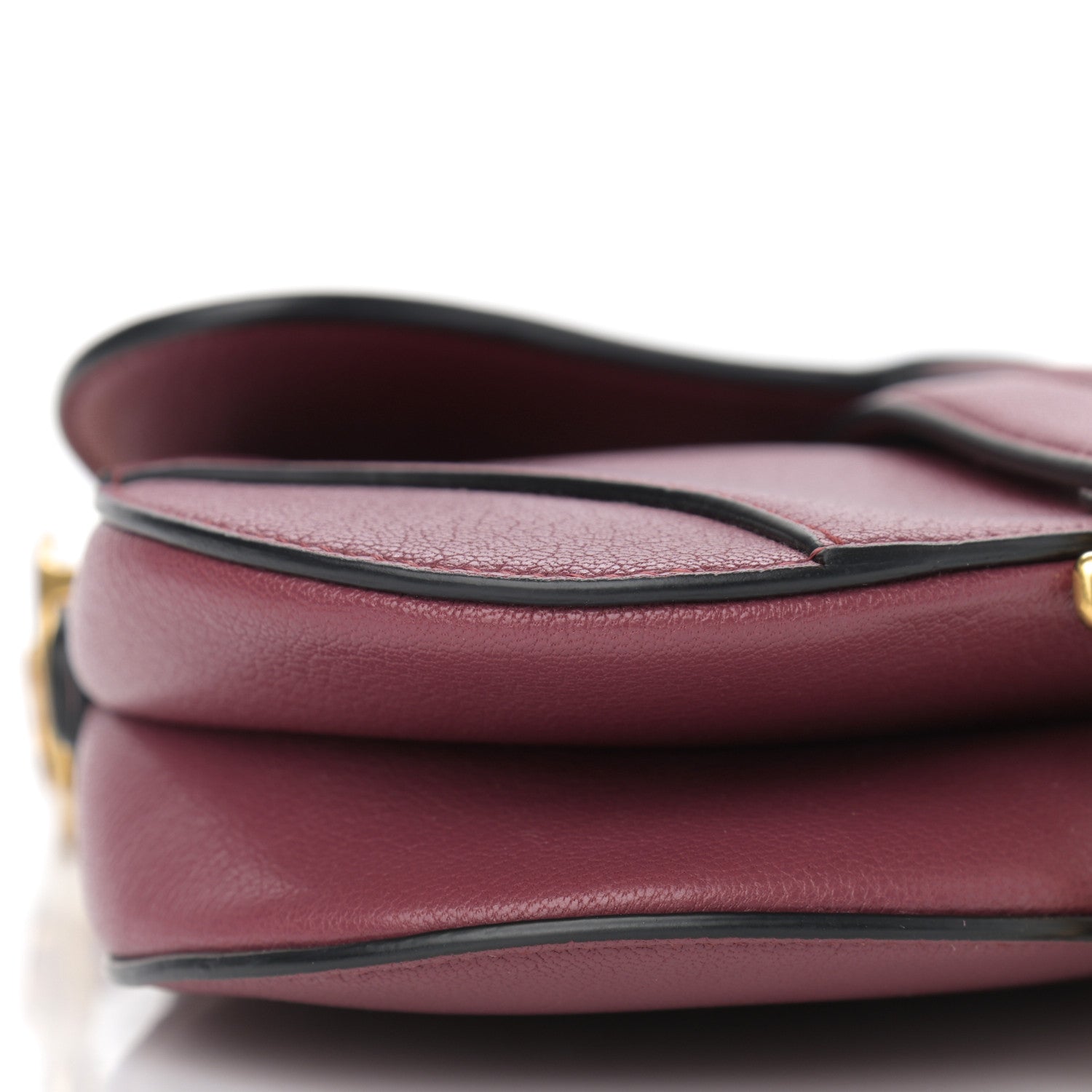 Christian Dior Grained Calfskin Mini Saddle Bag Burgundy 8 of 9