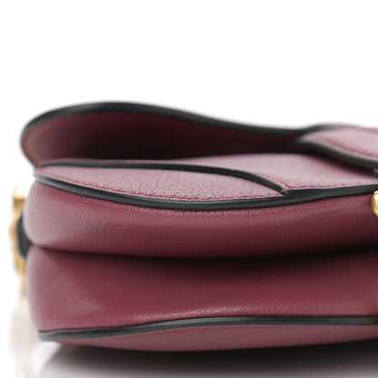 Christian Dior Grained Calfskin Mini Saddle Bag Burgundy 8 of 9