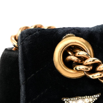 Gucci Velvet Matelasse Loved Embroidered Medium GG Marmont Shoulder Bag Black 14 of 18