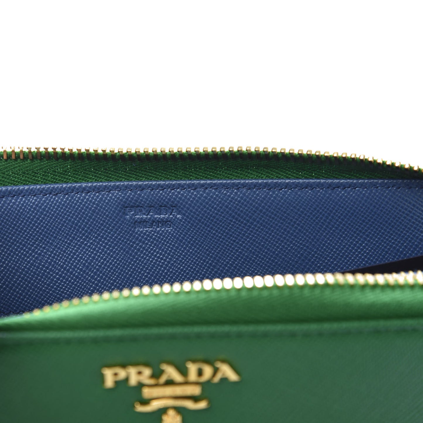 Saffiano Multicolor Zip Around Wallet Verde Cobalt