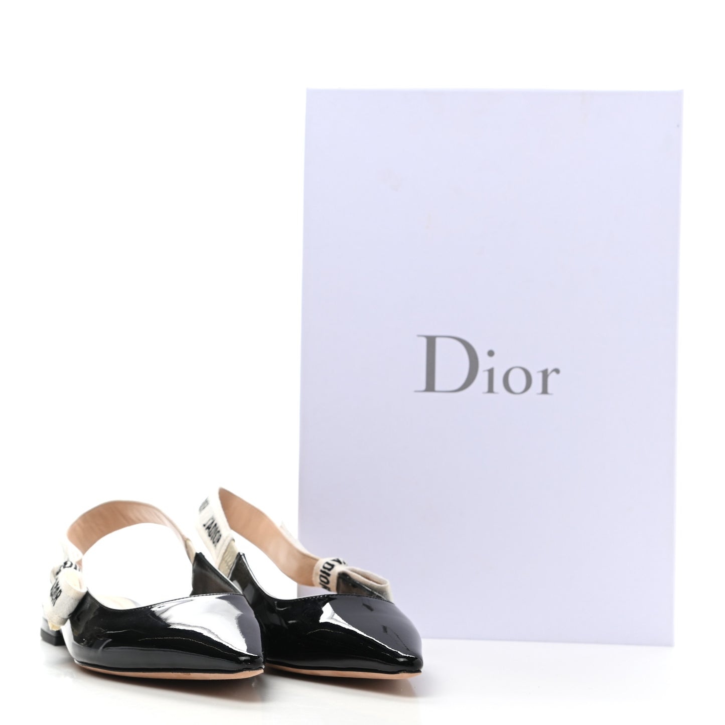 Patent Ribbon J'Adior Slingback Ballet Flats 36 Black